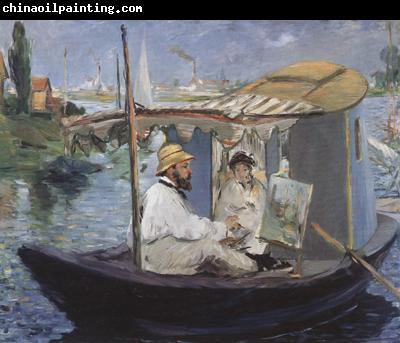 Edouard Manet Monet Painting in his Studio Boat (nn02)